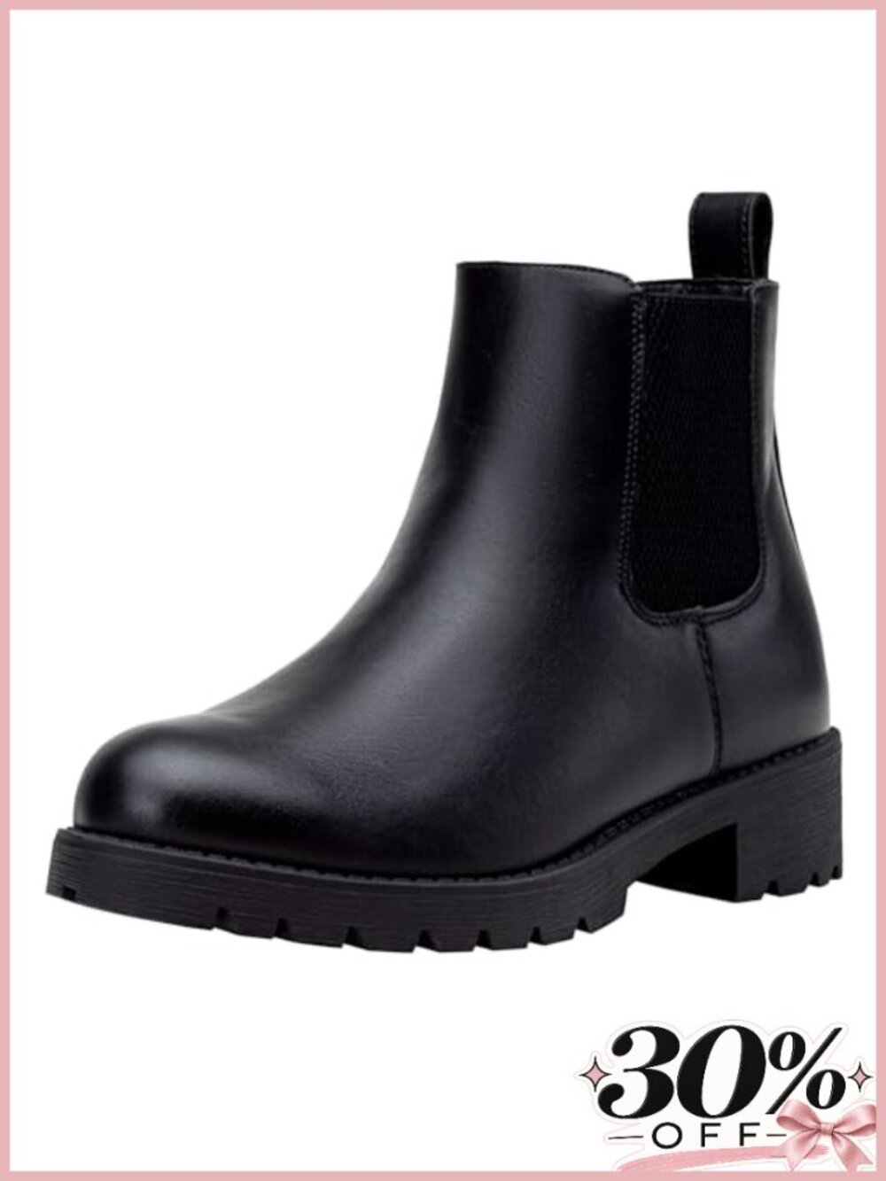 Vepose Women's Chelsea Ankle Boots Pull-On Low Heel Booties Faux Leather